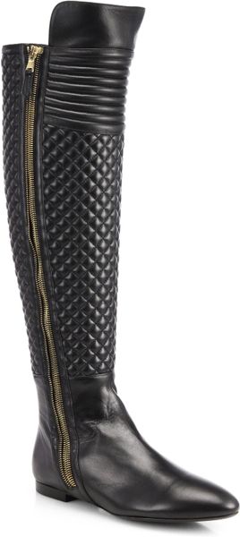 Brian Atwood Ares Quilted Leather Kneehigh Boots in Black | Lyst