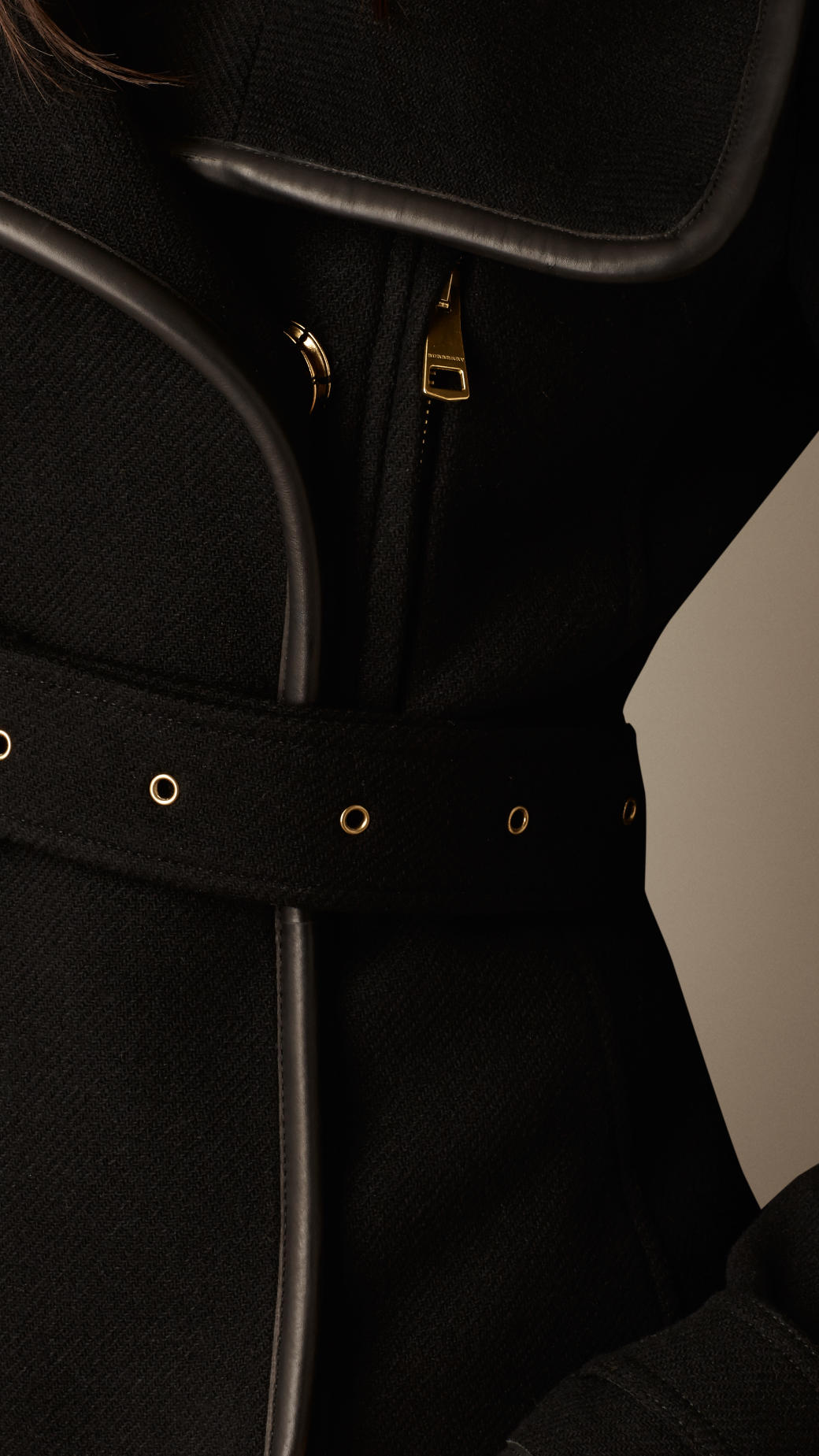 Burberry Leather Trim Blanket Wrap Jacket in Black - Lyst