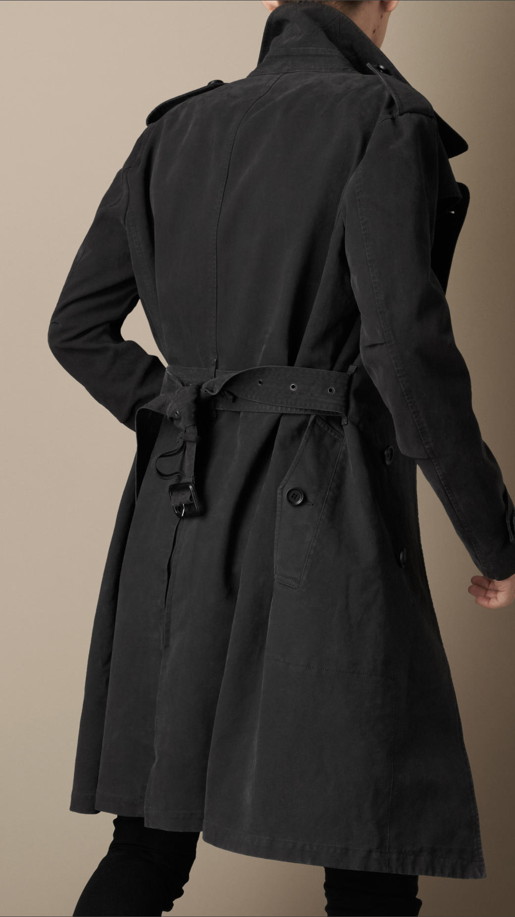 Burberry Long Brushed Cotton Military Trench Coat in Black for Men | Lyst