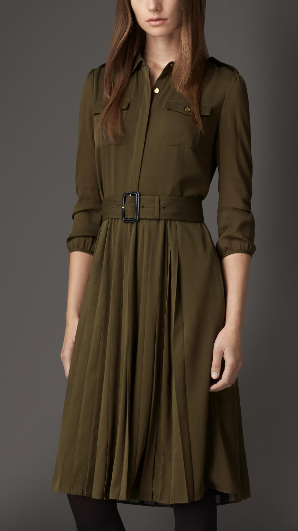 green burberry dress