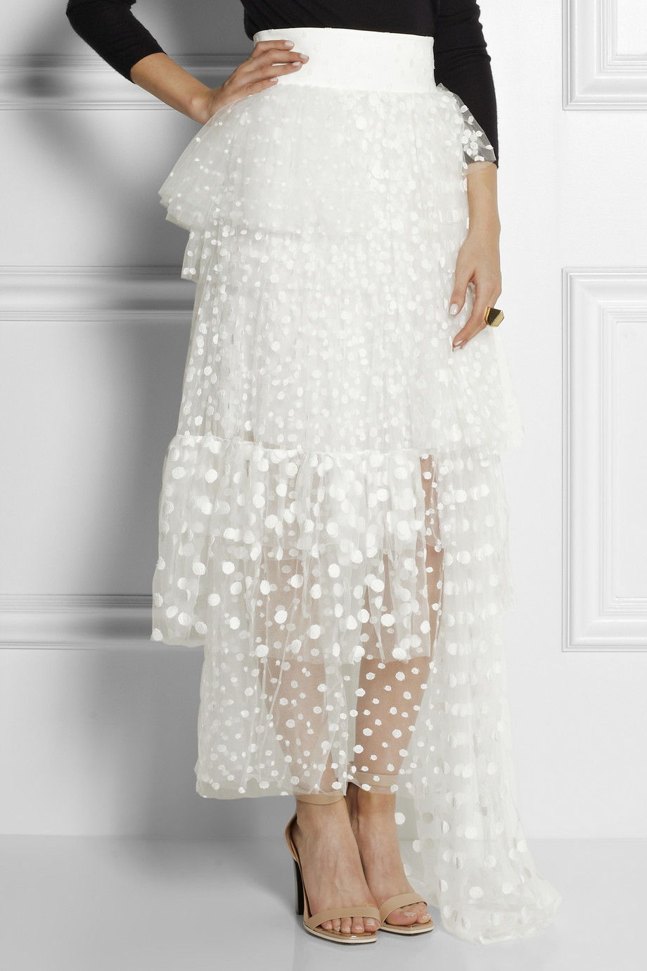 Chloé Embroidered Tulle Maxi Skirt in White Lyst