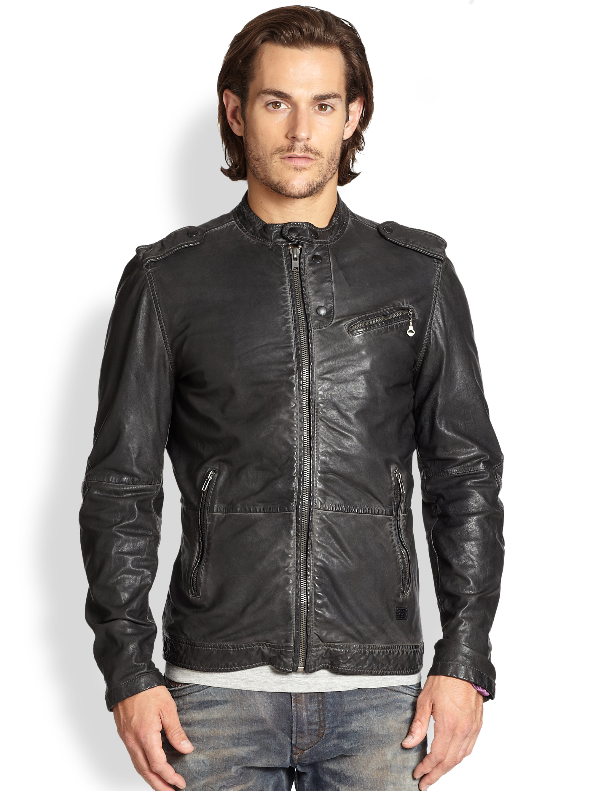 Lyst - Diesel Leprandis Leather Biker Jacket in Black for Men