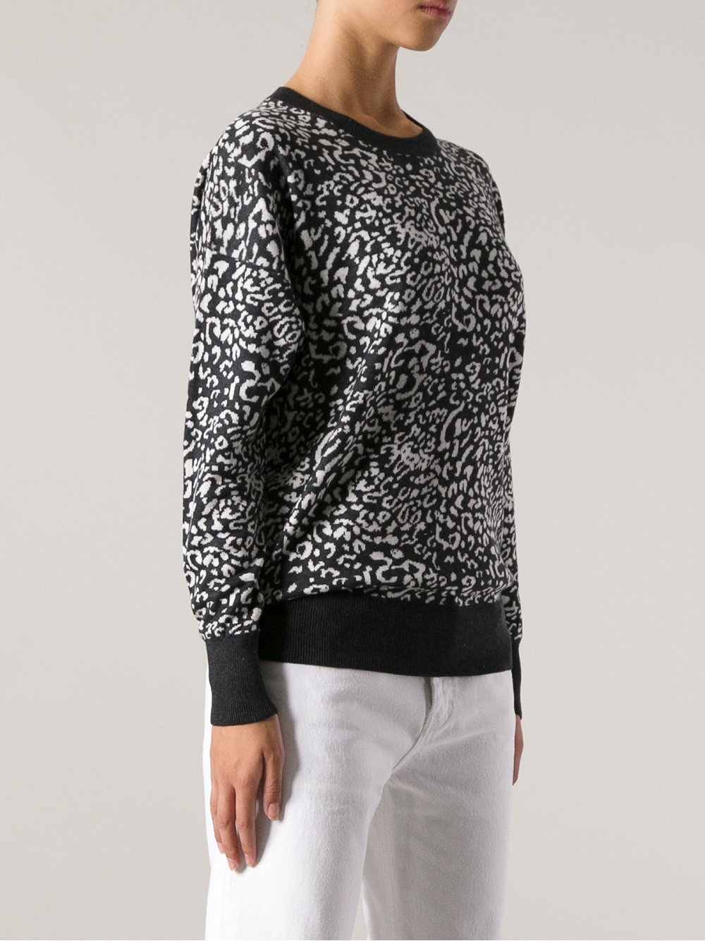 DKNY Dkny Leopard Print Sweater in Grey (Gray) - Lyst