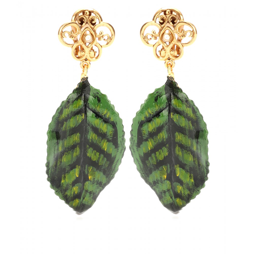 Dolce & Gabbana Goldplated Clipon Earrings in Green - Lyst