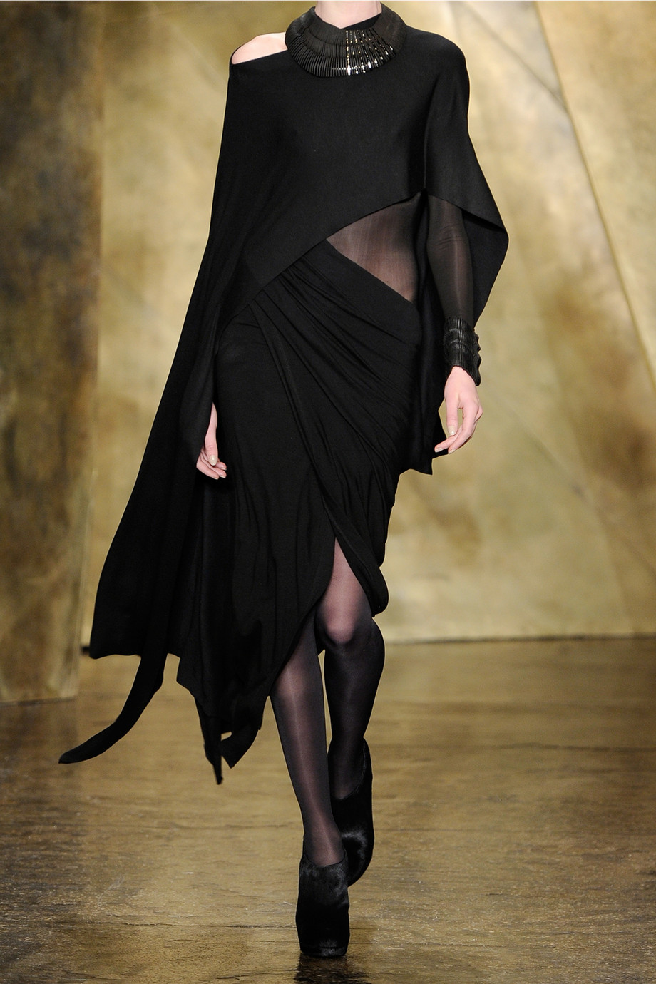 Donna Karan Draped Jersey Dress in Black - Lyst