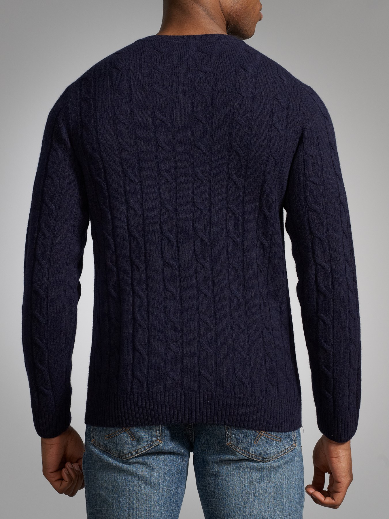 GANT Lambs Wool Cable Crew Neck Jumper in Navy (Blue) for Men - Lyst