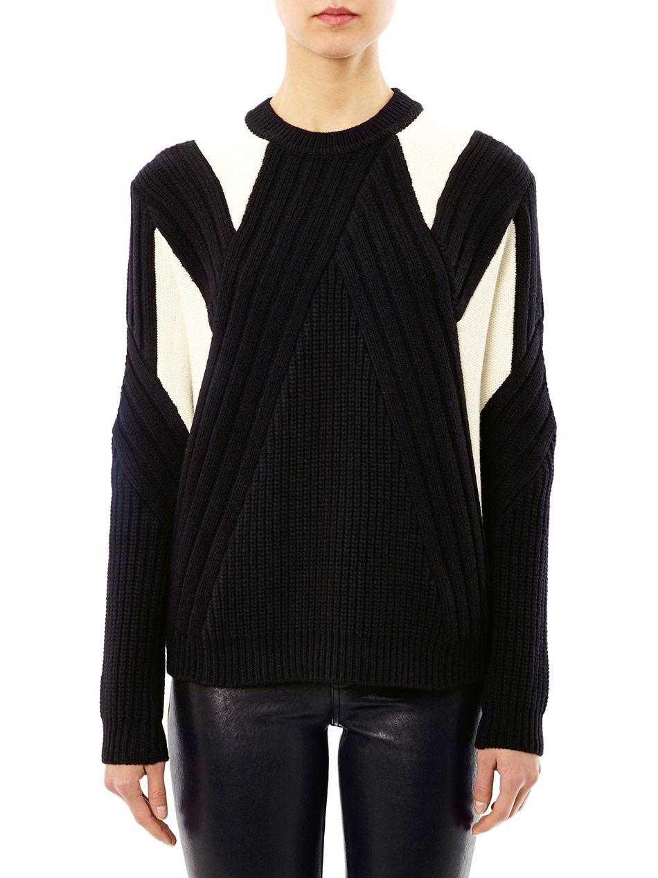 Lyst Givenchy Patchwork Knit Sweater in Black