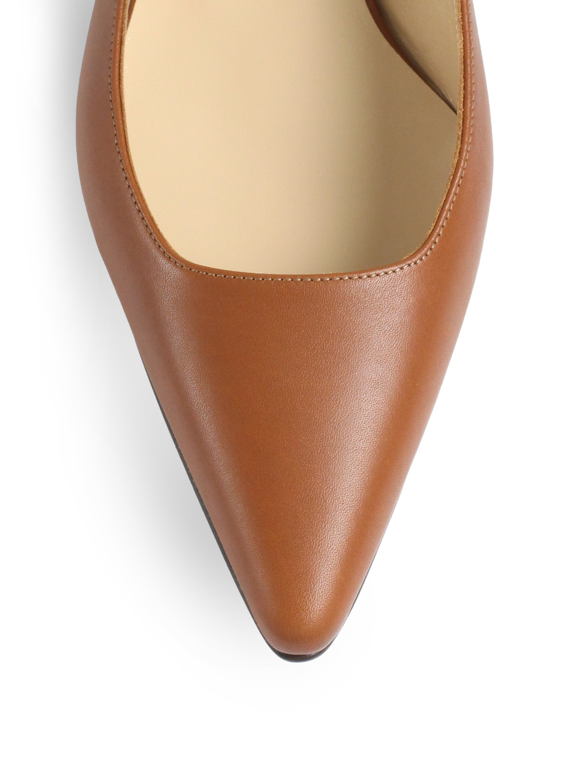 Manolo Blahnik Lestina Nappa Leather Slingback Flats in Brown | Lyst