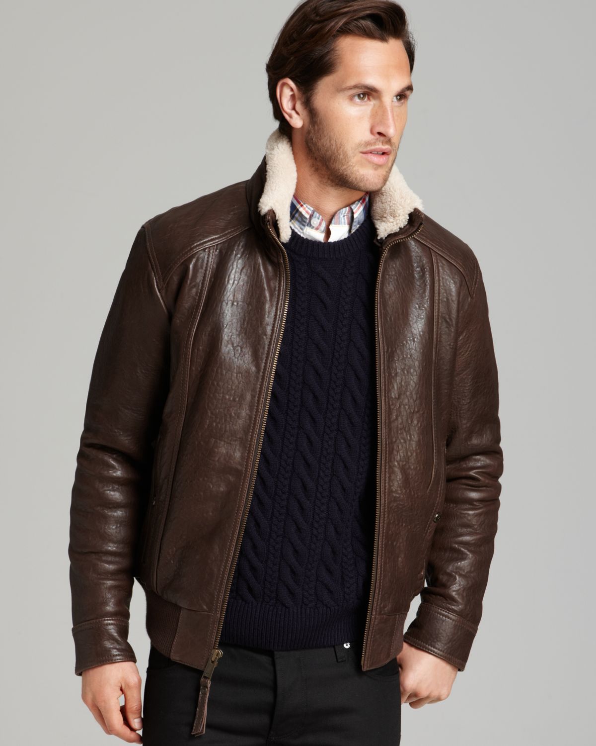 Marc new york Norton Aviator Leather Bomber Jacket in Brown for Men | Lyst