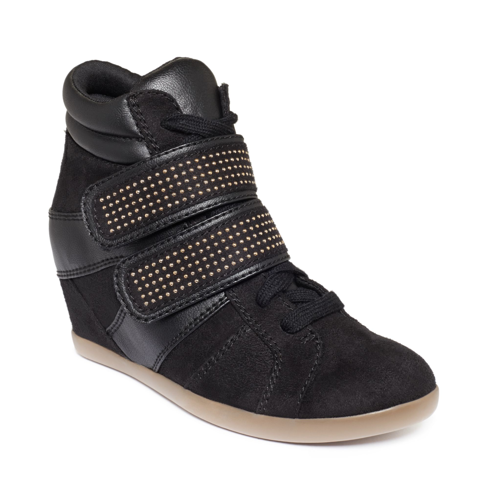 Lyst - Material Girl Visitor Studded Wedge Sneakers in Black