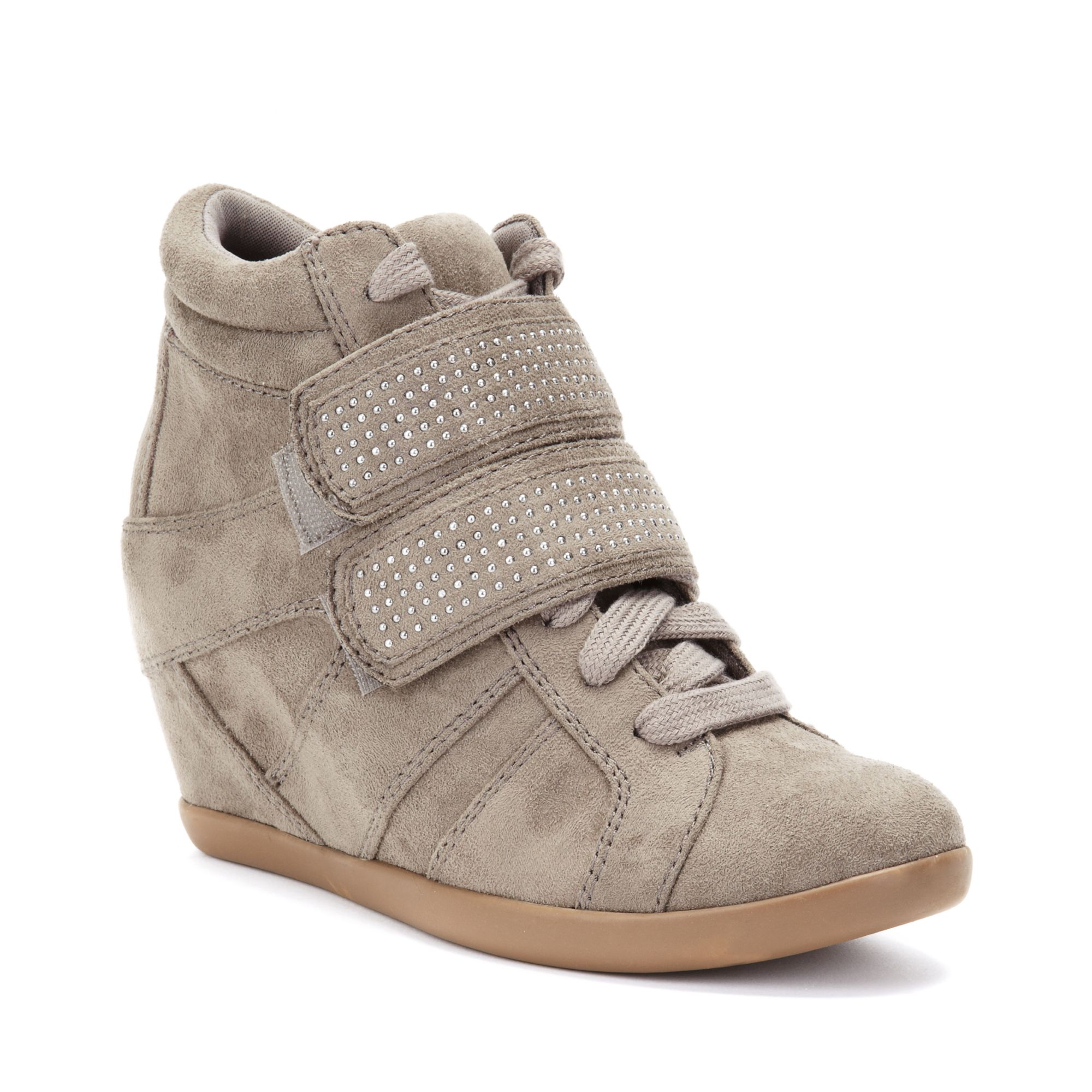 Material Girl Visitor Studded Wedge Sneakers in Beige (Taupe) | Lyst