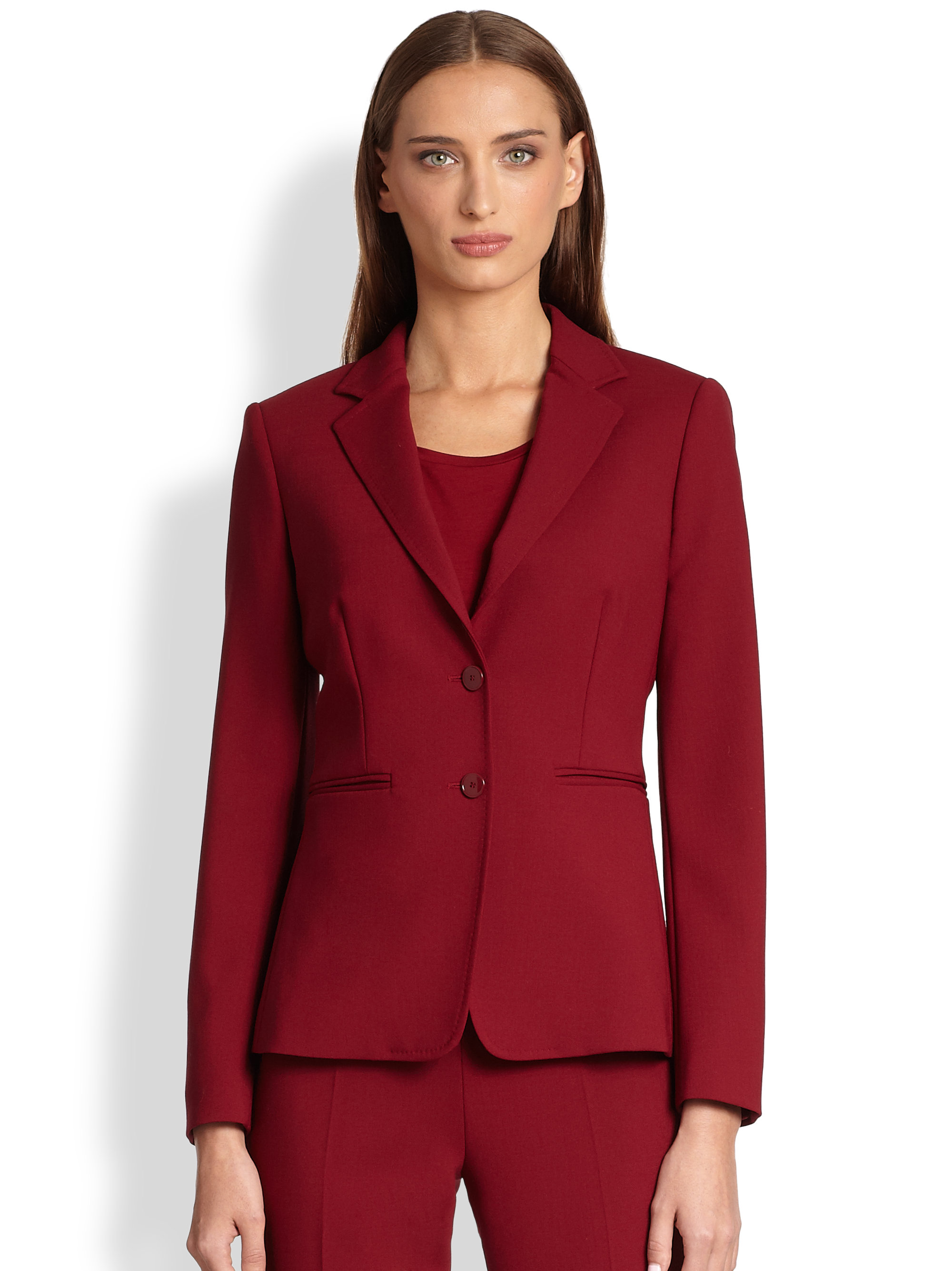 Max Mara Basco Wool Twobutton Jacket in Red | Lyst