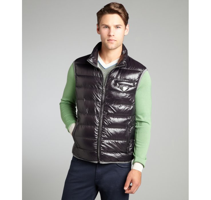 Lyst Prada Sport Black Quilted Nylon Zipper Front Vest in Black for Men