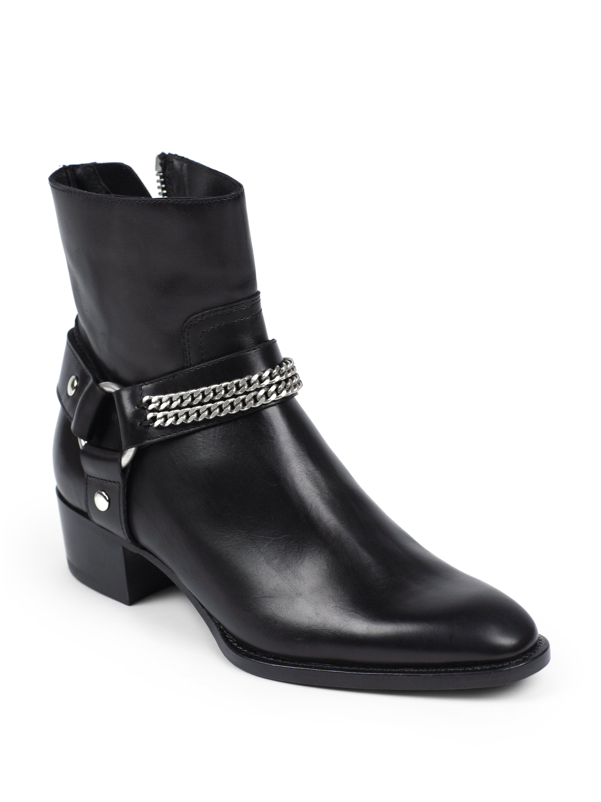 Saint Laurent Rock Chelsea Leather Chain Harness Ankle Boots in Black | Lyst