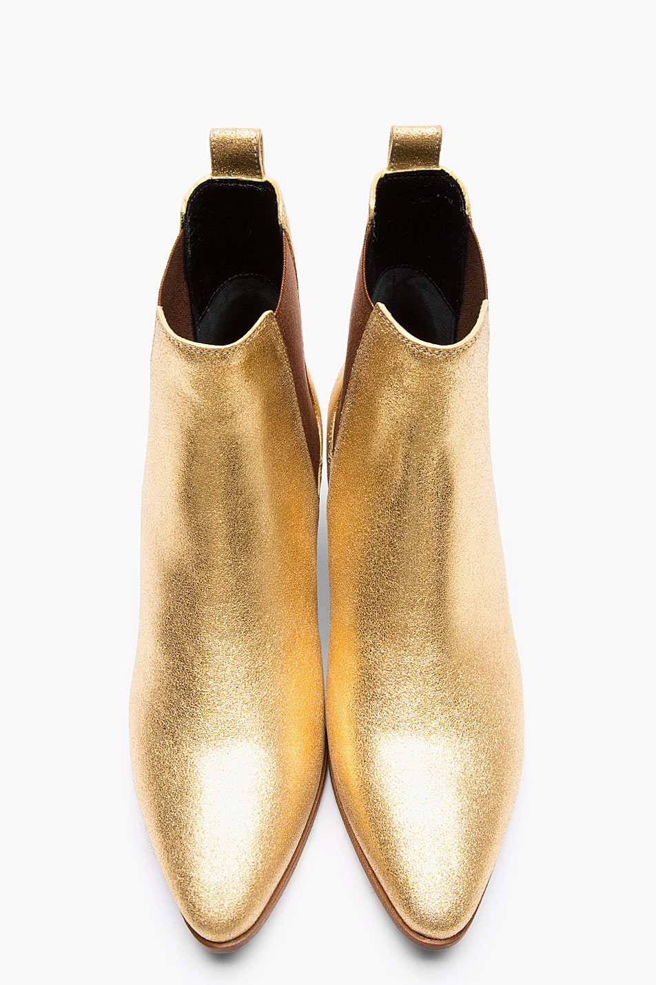 Saint Laurent Metallic Gold Leather Chelsea Ankle Boots - Lyst