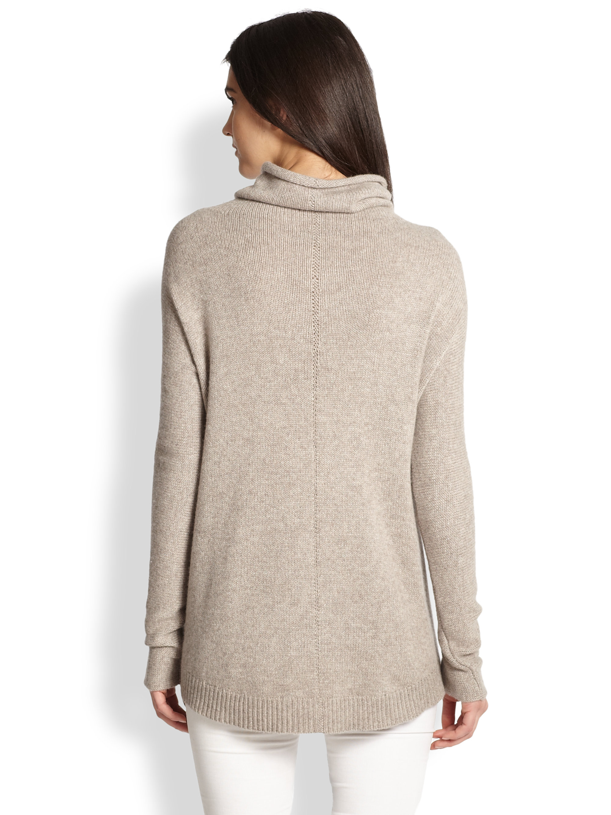 Theory Norman B Cashmere Draped Turtleneck Sweater in Taupe (Gray) - Lyst
