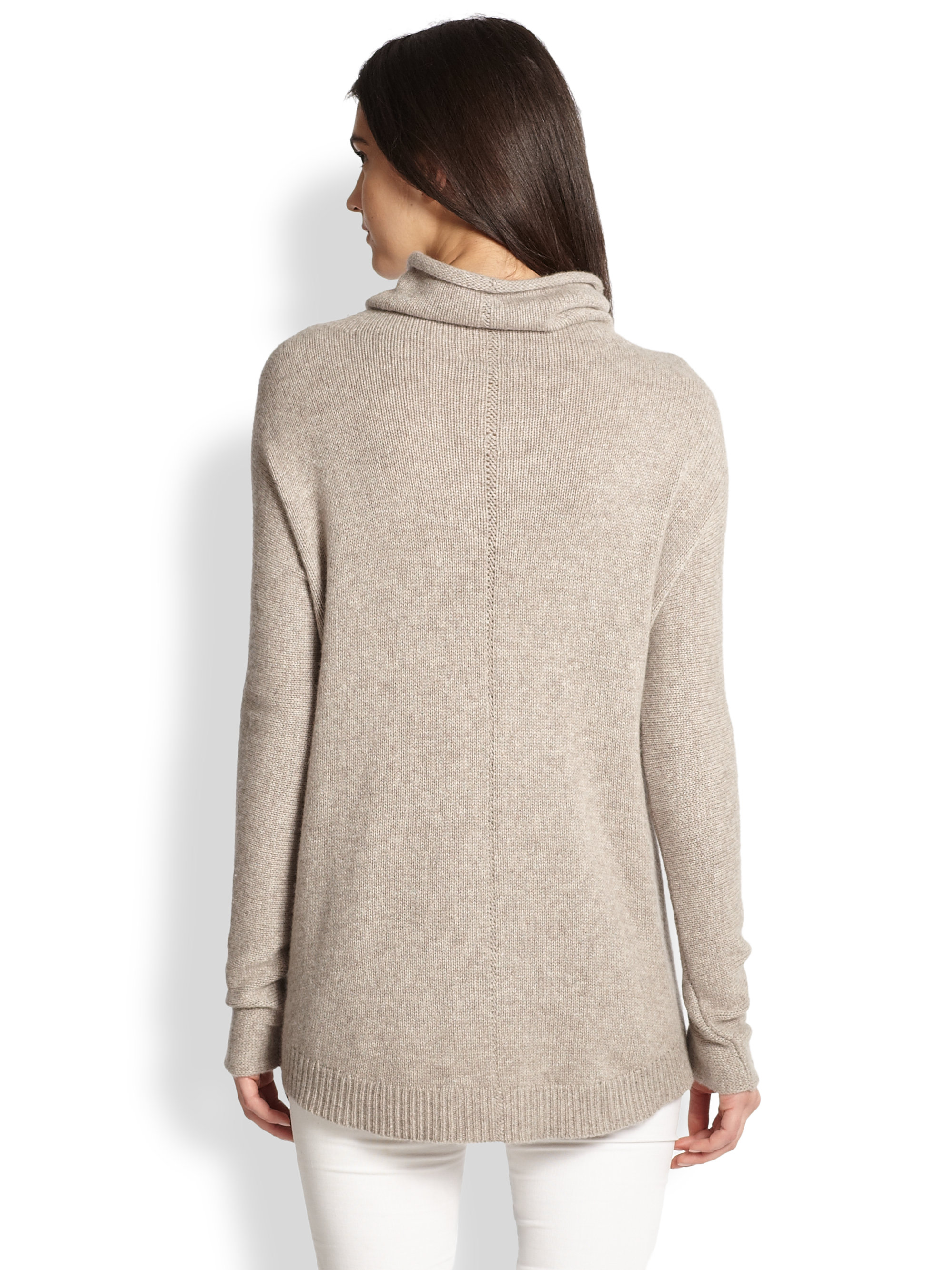 Theory Norman B Cashmere Draped Turtleneck Sweater In Taupe (Gray) - Lyst