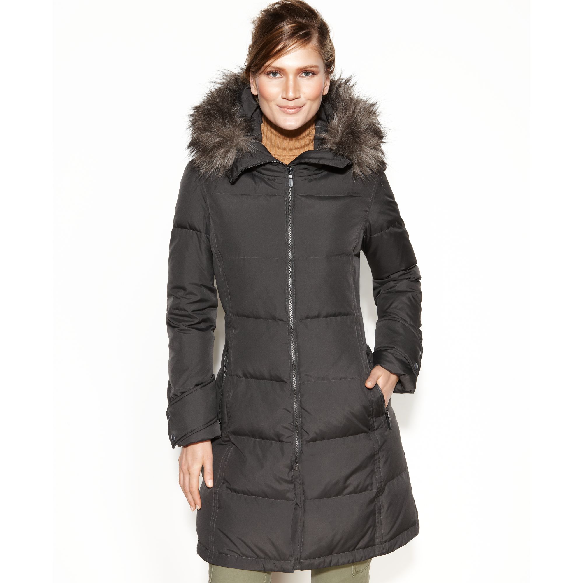 Calvin Klein Hooded Faux-fur-trim Quilted Puffer in Dark Charcoal (Gray) -  Lyst