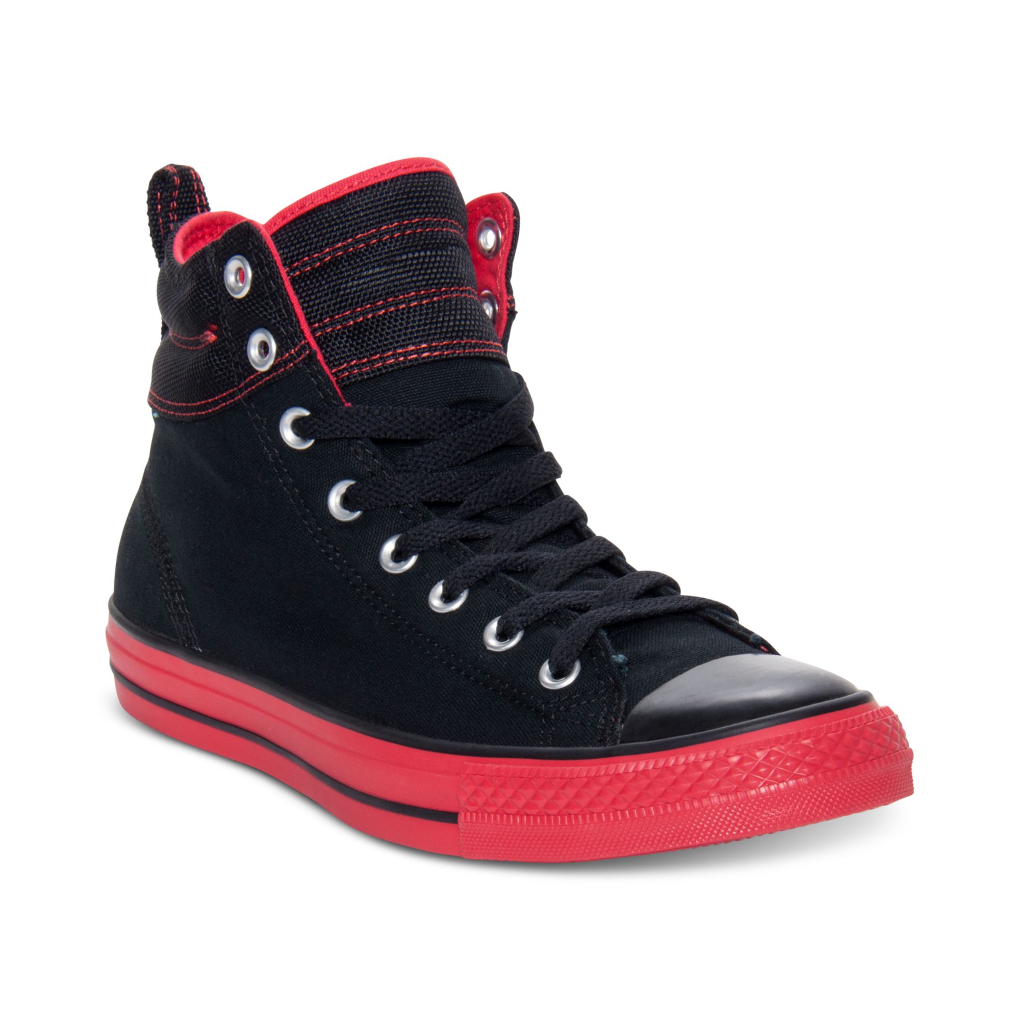 converse black and red high tops