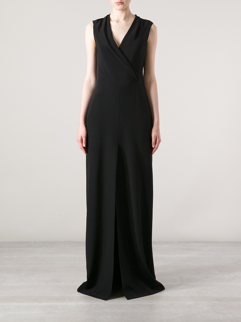 a sleeveless black givenchy gown