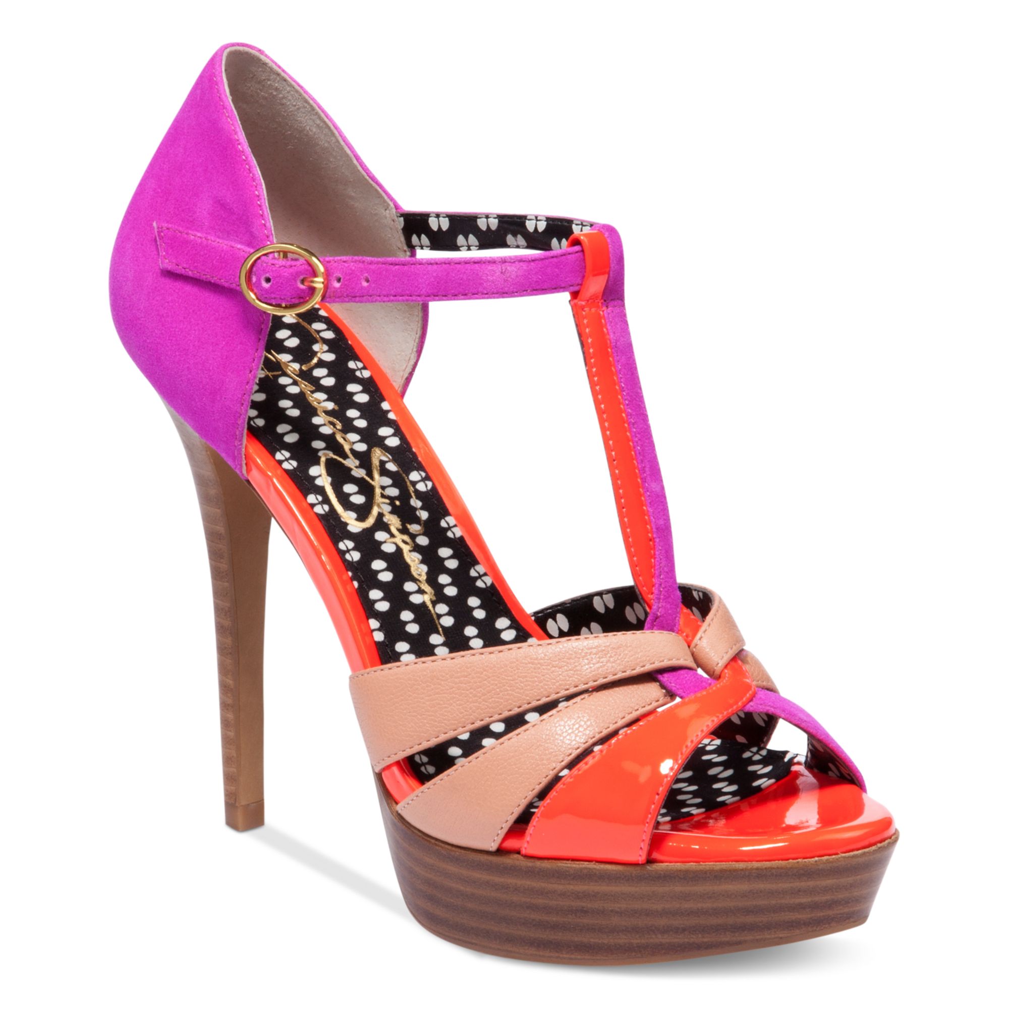 Jessica Simpson Bentley Platform Sandals in Hot Pink Combo