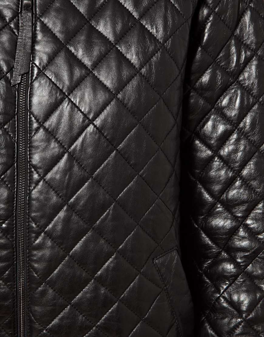 Glamorous Just Female Quilted Leather Bomber Jacket in Black | Lyst