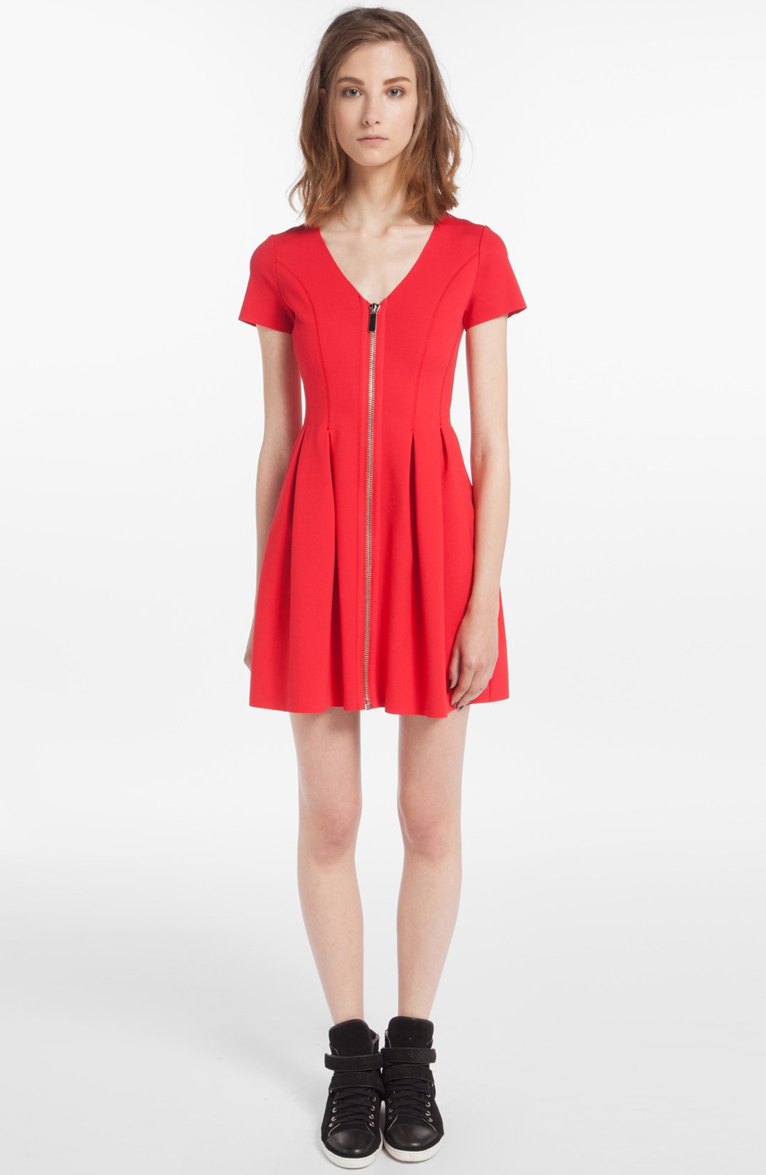 Maje Datypic Stretch Fit Flare Dress in Red (Noir) Lyst