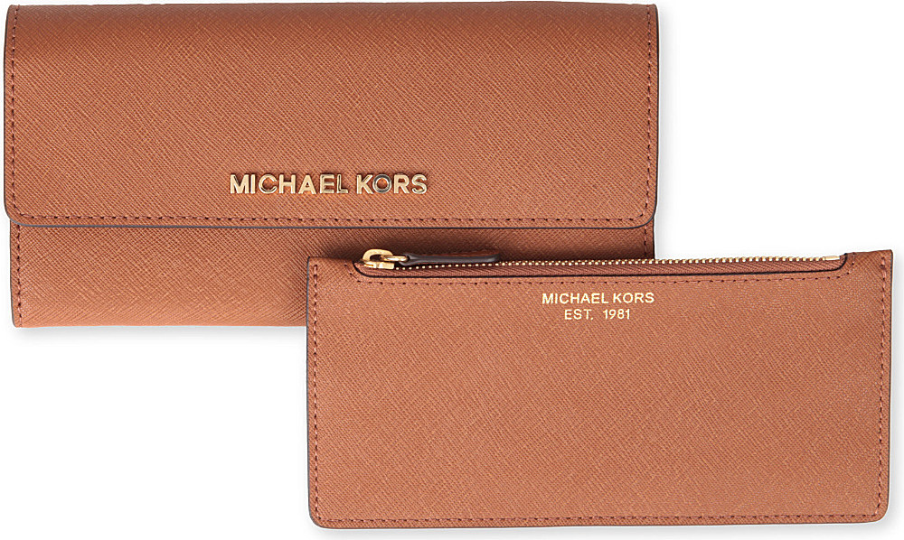 Michael Kors Michael Kors Saffiano Leather Trifold Wallet in Brown
