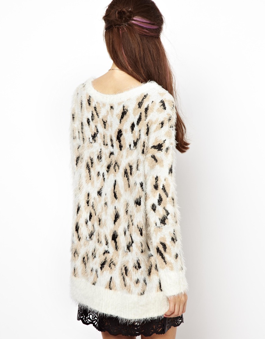 leopard print fluffy jumper