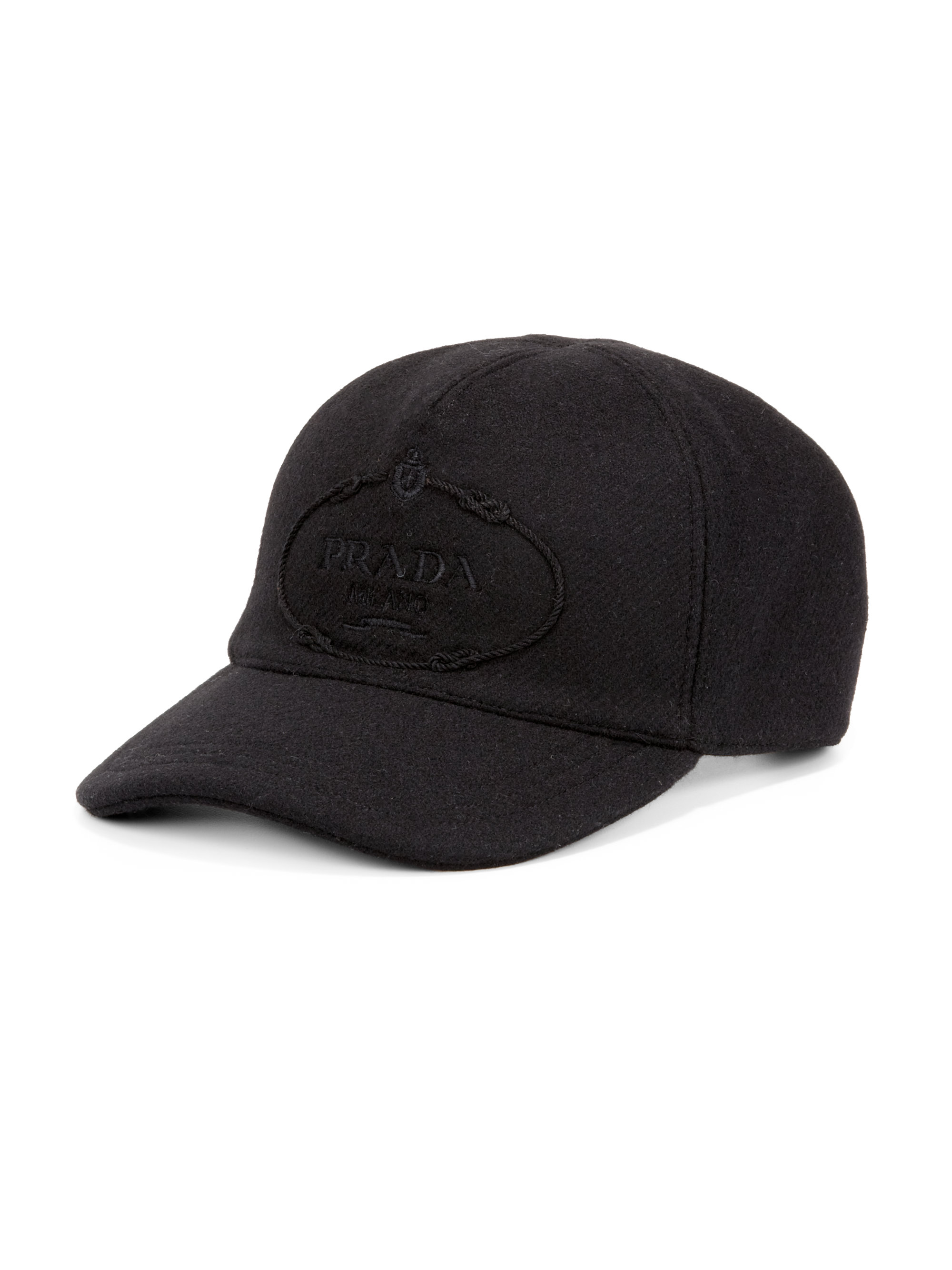 Prada Wool Logo Baseball Cap In Black For Men Lyst