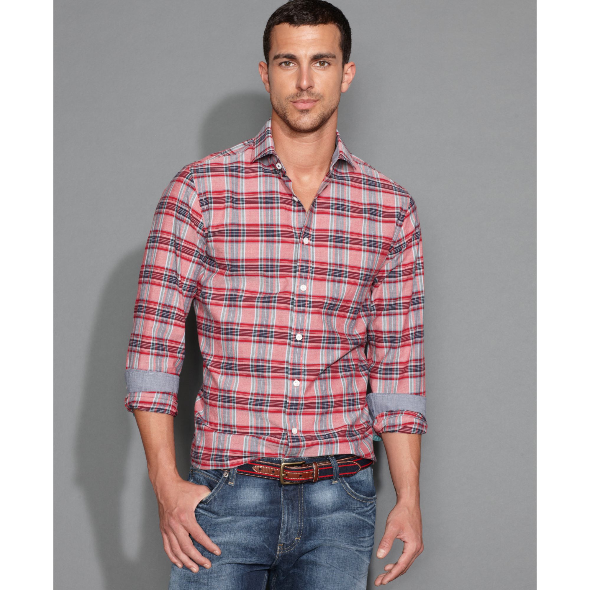 tommy hilfiger red check shirt