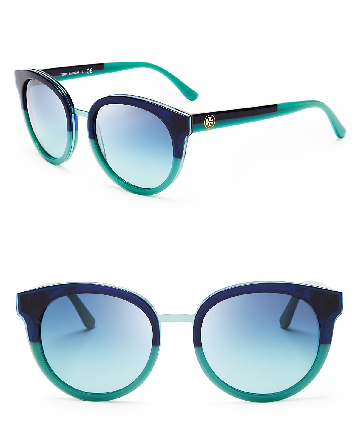 Tory Burch Rounded Logo Plate Sunglasses in Navy Mint (Blue) Lyst