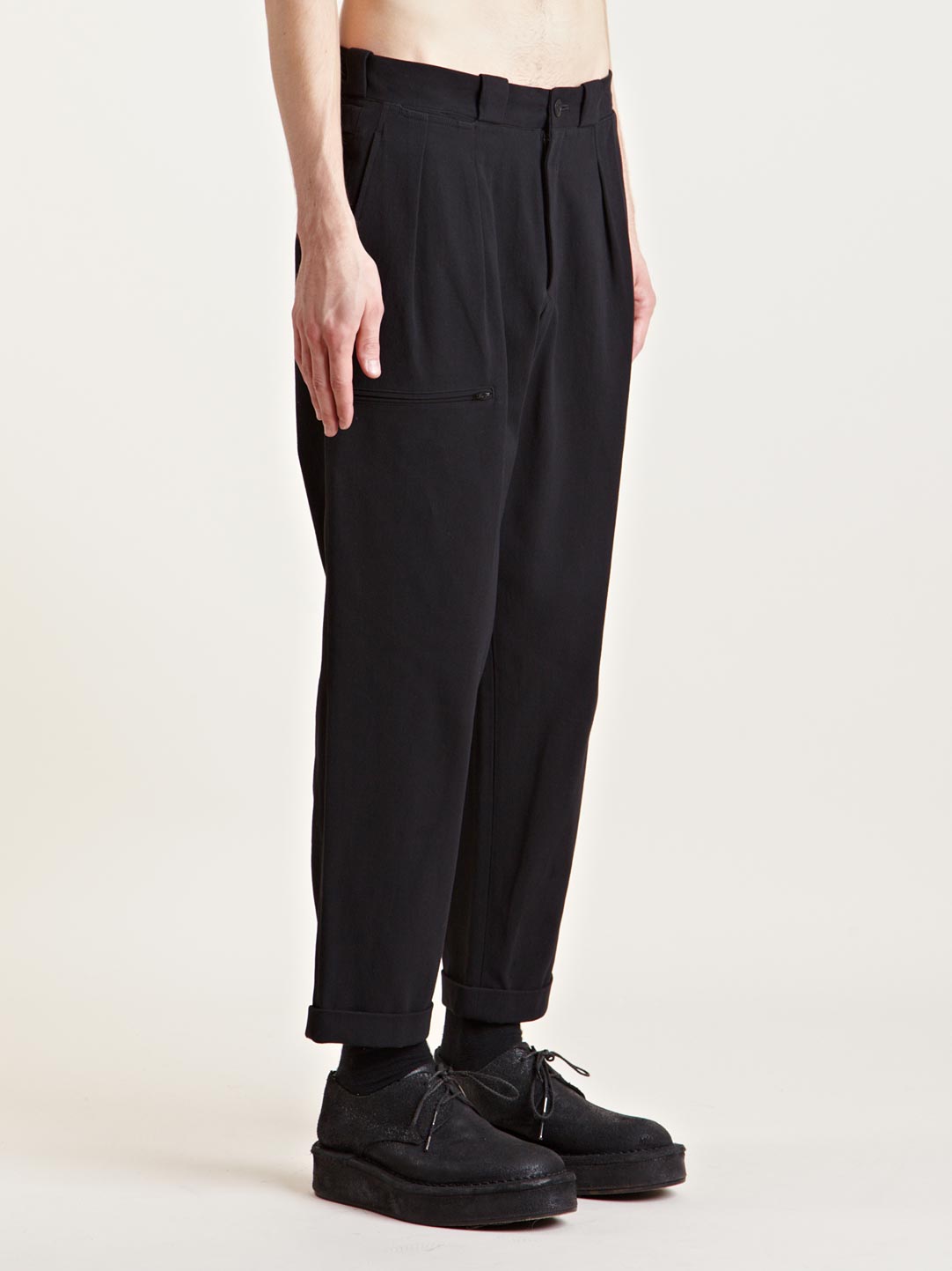 Yohji Yamamoto Mens Pleated Cotton Chino Pants in Black for Men - Lyst