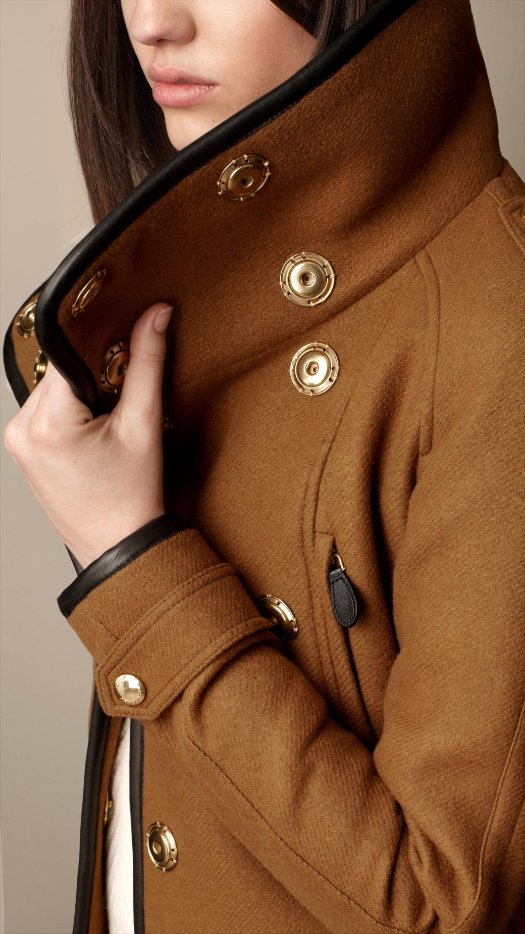 Burberry Leather Trim Blanket Wrap Jacket in Brown Lyst