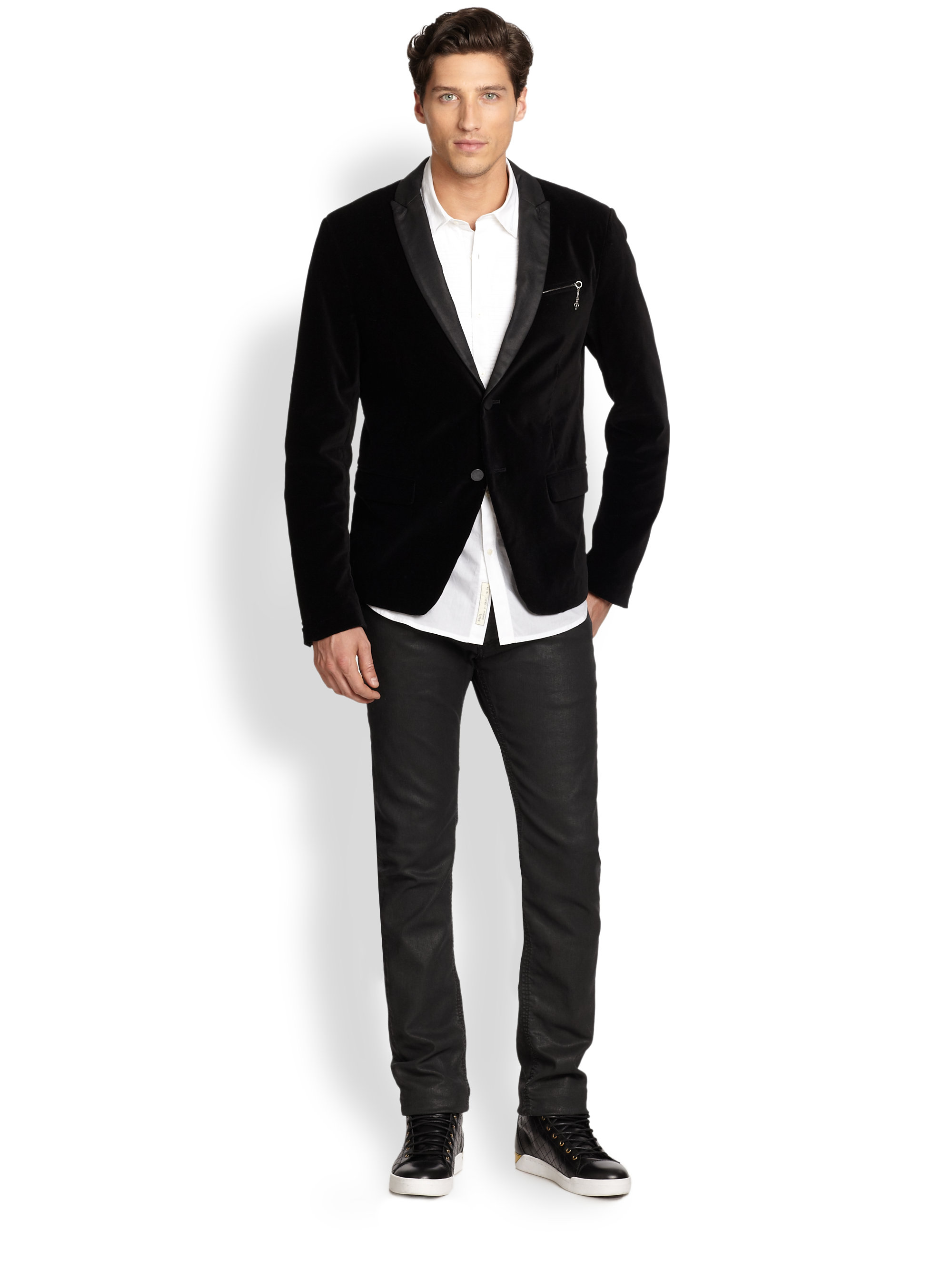 DIESEL Velvet Tuxedo Jacket in Black for Men Lyst