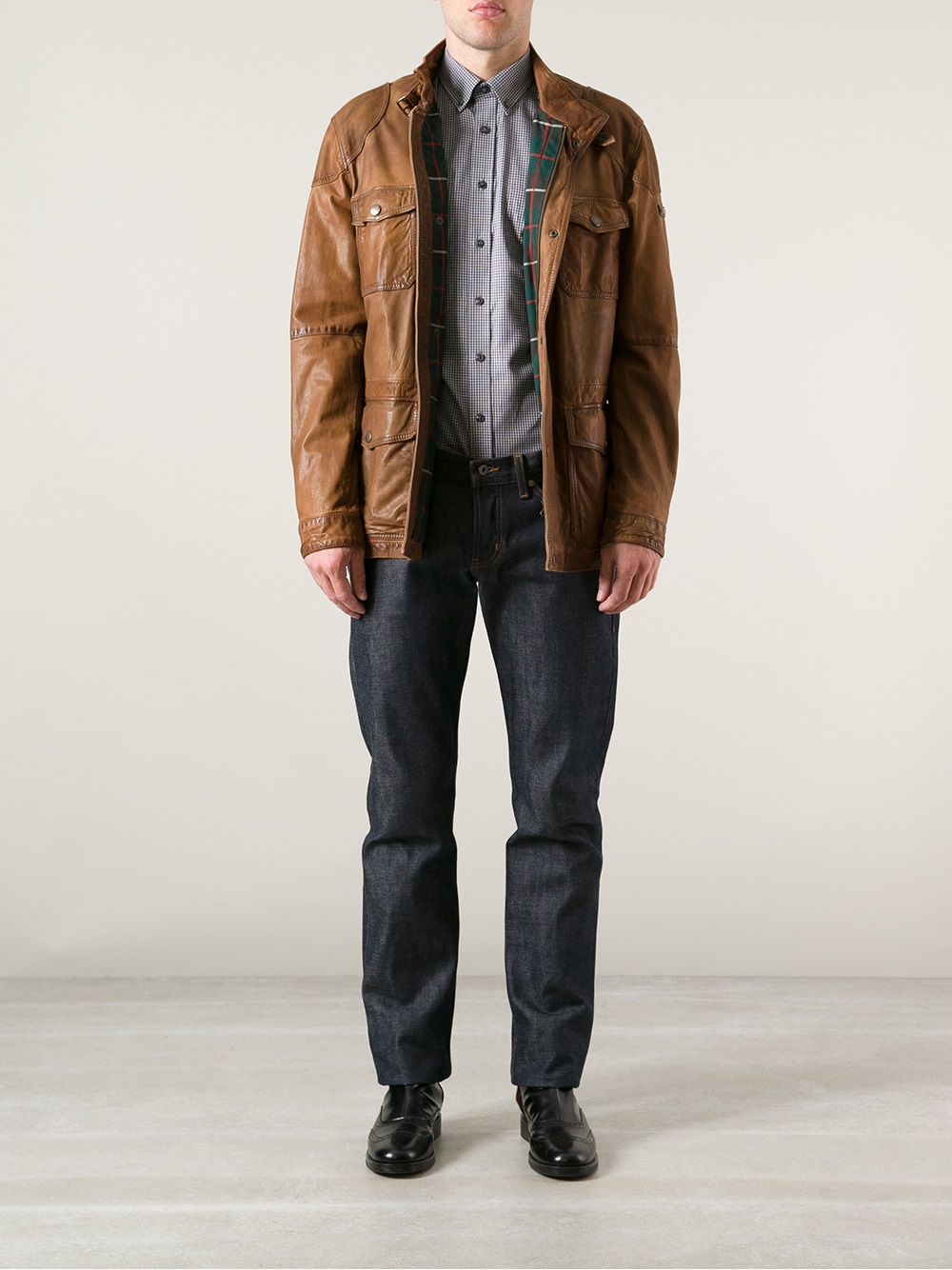 Hackett Hackett Leather Jacket in Brown for Men - Lyst