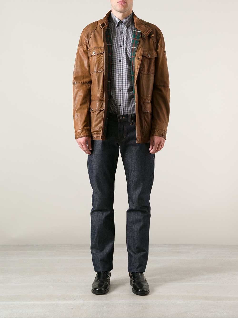 hackett leather jacket