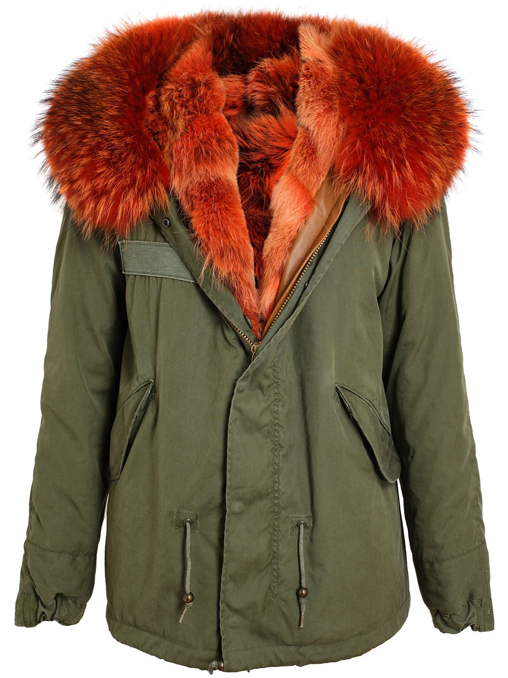 parka with orange lining
