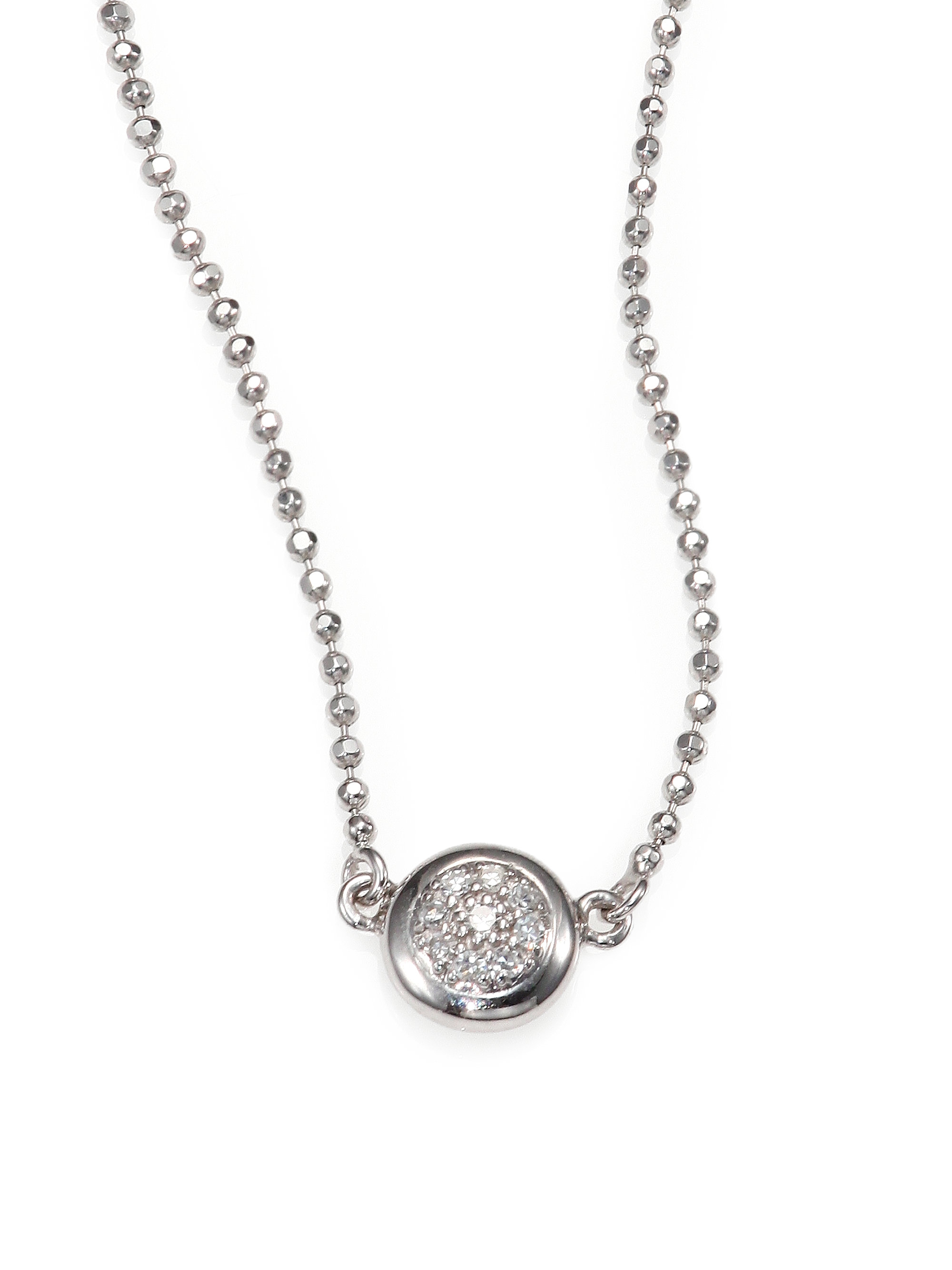 Phillips house Diamond 14k White Gold Mini Pendant Necklace in Silver