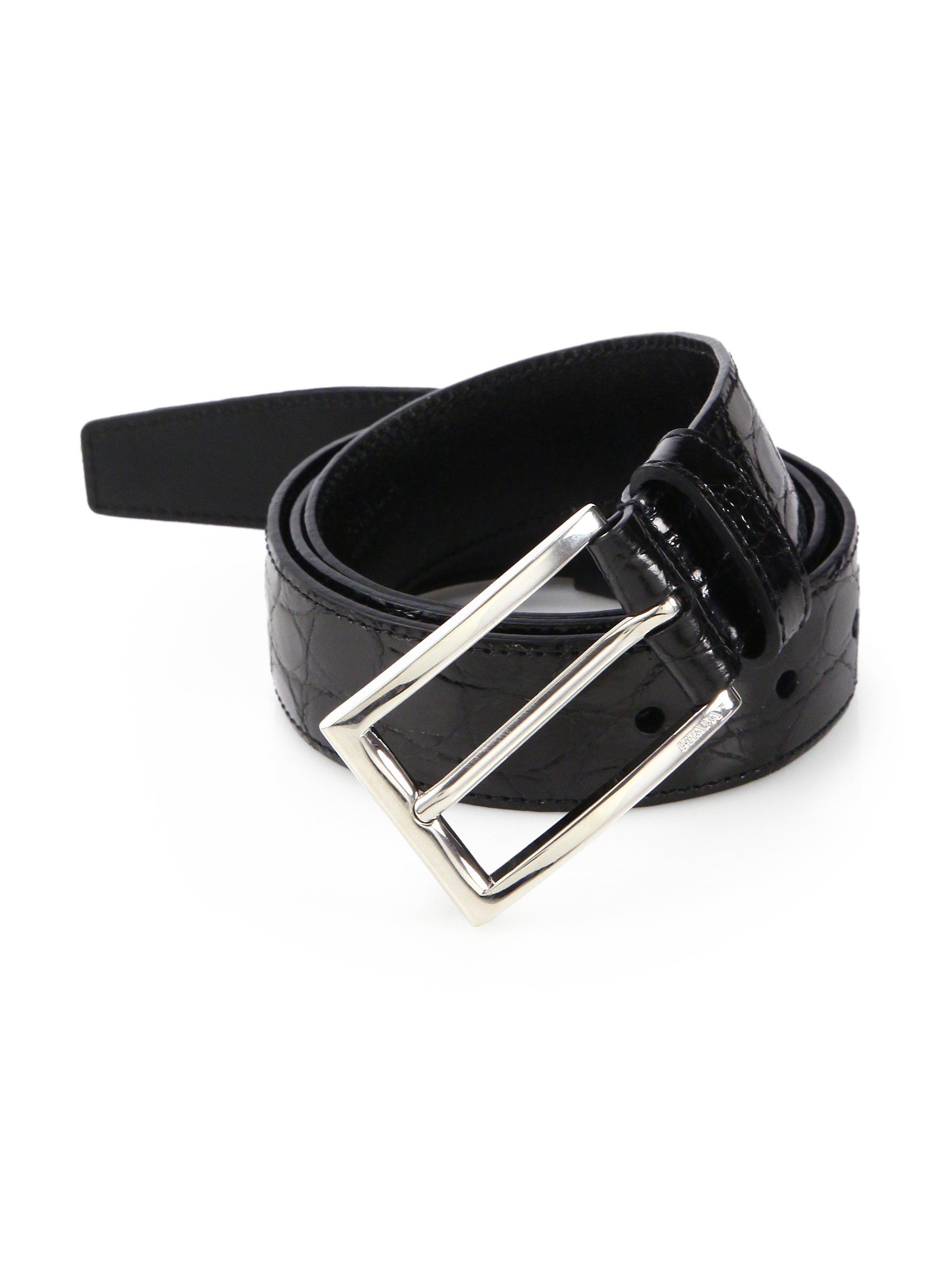 Mens black crocodile belt Clearance