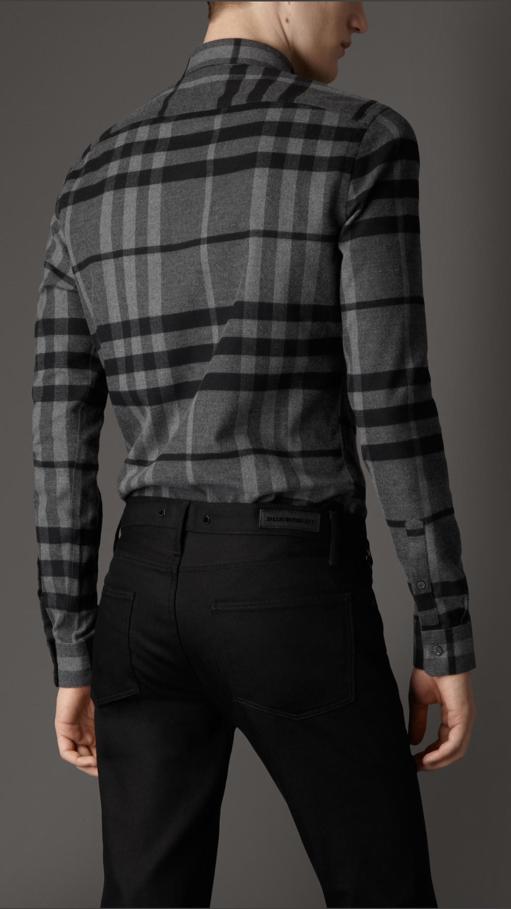 Burberry Slim Fit Check Flannel Shirt in Gray for Men - Lyst