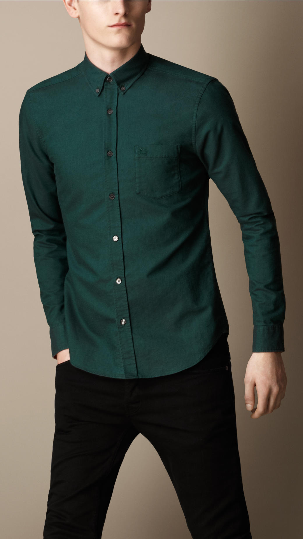 Burberry Buttondown Cotton Shirt in Dark Forest Green (Green) for Men | Lyst