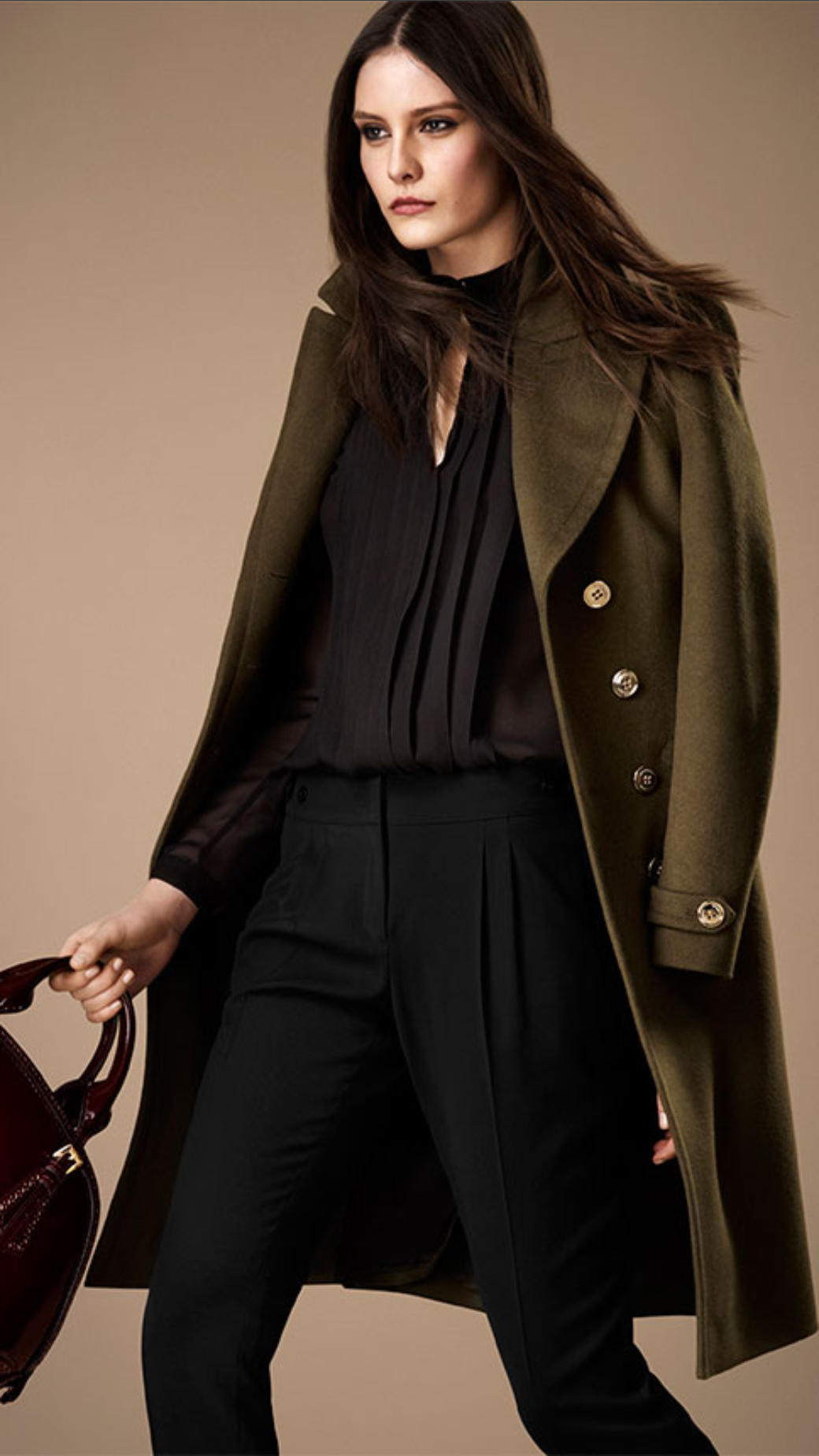 Burberry Wool Cashmere Military Coat in Green | Lyst