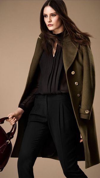 Burberry Wool Cashmere Military Coat in Green (olive) | Lyst