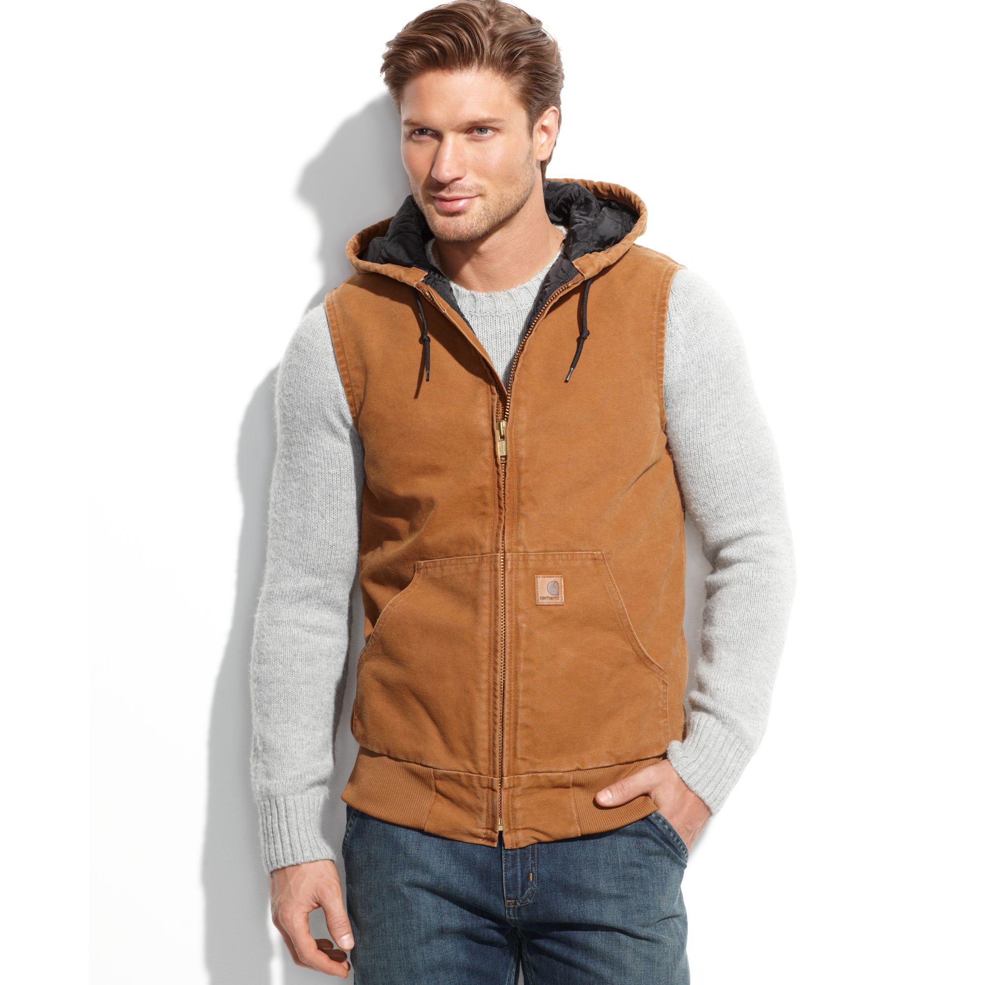 Carhartt Sandsone Hooded Active Vest in Brown for Men Lyst
