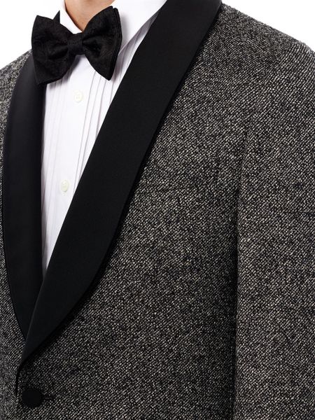 Gucci Satin Lapel Tweed Tuxedo Jacket in Gray for Men (grey) | Lyst