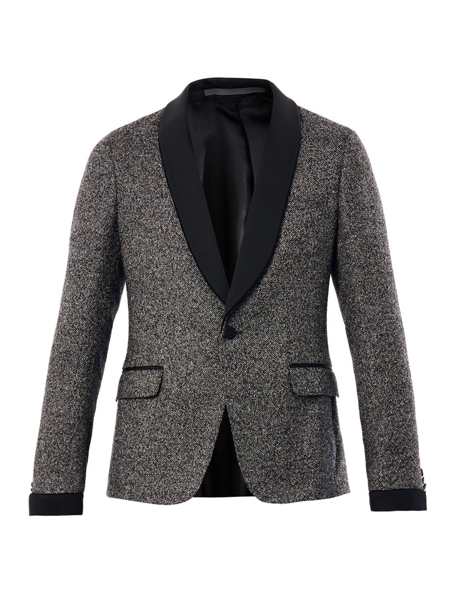 Lyst - Gucci Satin Lapel Tweed Tuxedo Jacket in Gray for Men