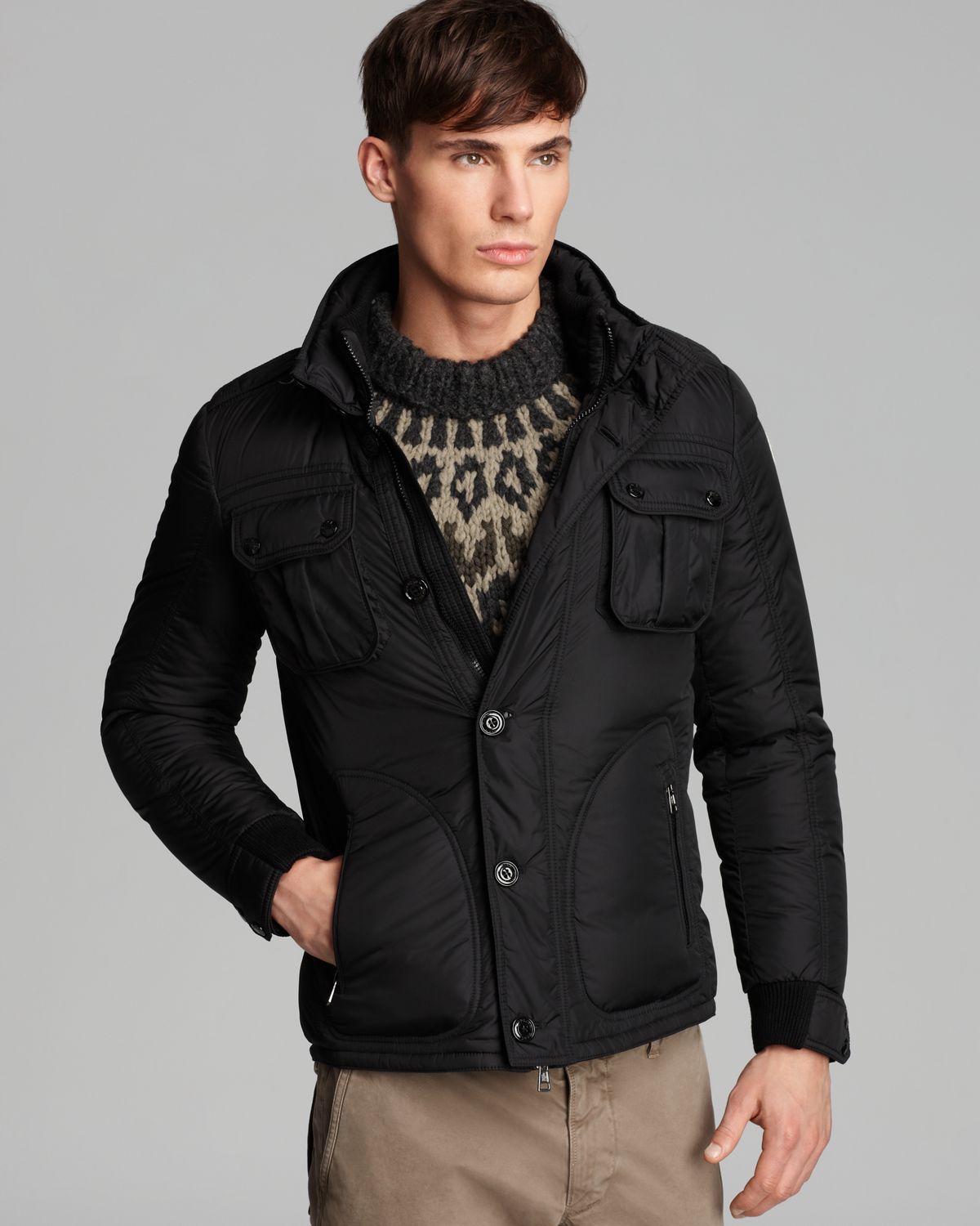 Moncler Tours Military Jacket in Black 