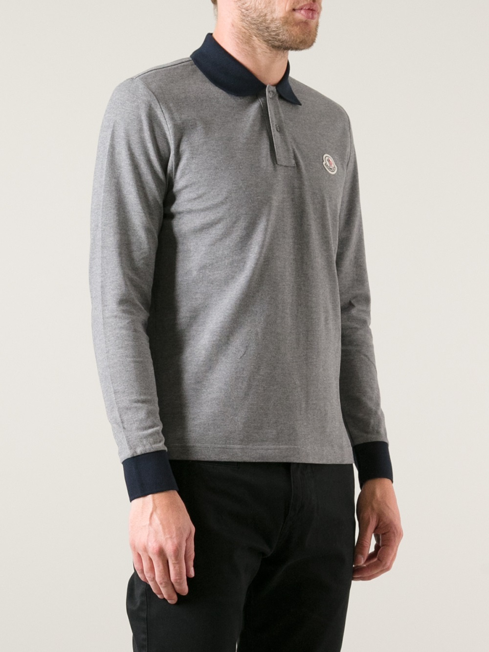 moncler long sleeve polo grey