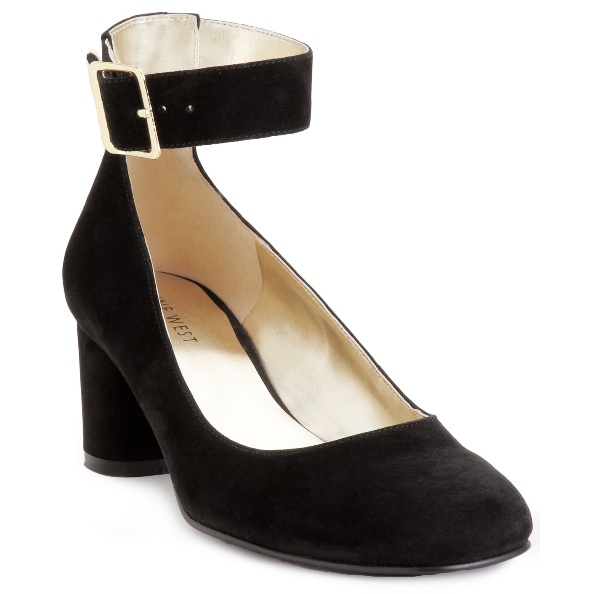 black mid heel shoes with ankle strap